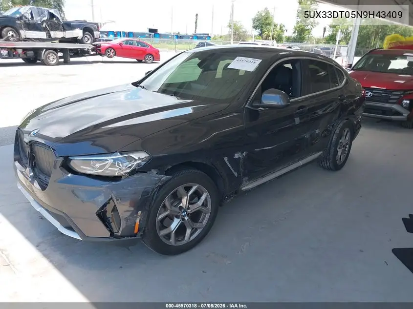 2022 BMW X4 xDrive30I VIN: 5UX33DT05N9H43409 Lot: 45570318