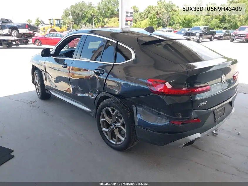 2022 BMW X4 xDrive30I VIN: 5UX33DT05N9H43409 Lot: 45570318