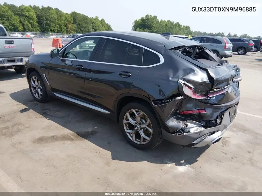 2022 BMW X4 xDrive30I VIN: 5UX33DT0XN9M96885 Lot: 45608932