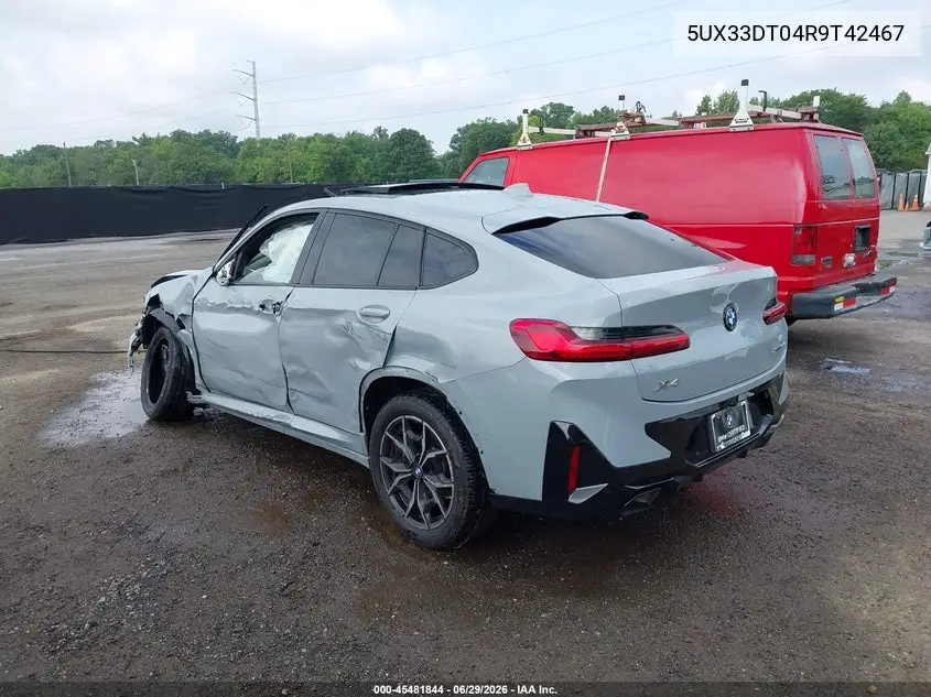 2024 BMW X4 xDrive30I VIN: 5UX33DT04R9T42467 Lot: 45481844