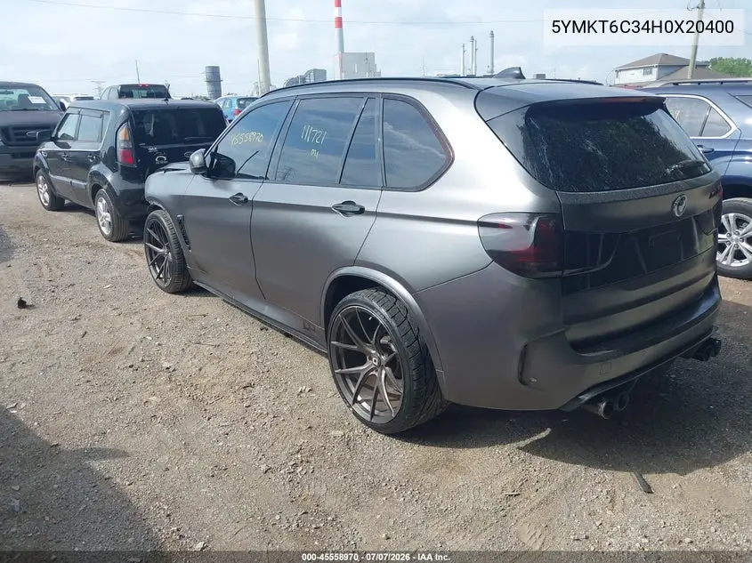 2017 BMW X5 M VIN: 5YMKT6C34H0X20400 Lot: 45558970