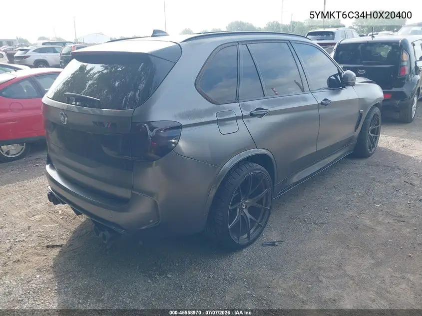 2017 BMW X5 M VIN: 5YMKT6C34H0X20400 Lot: 45558970