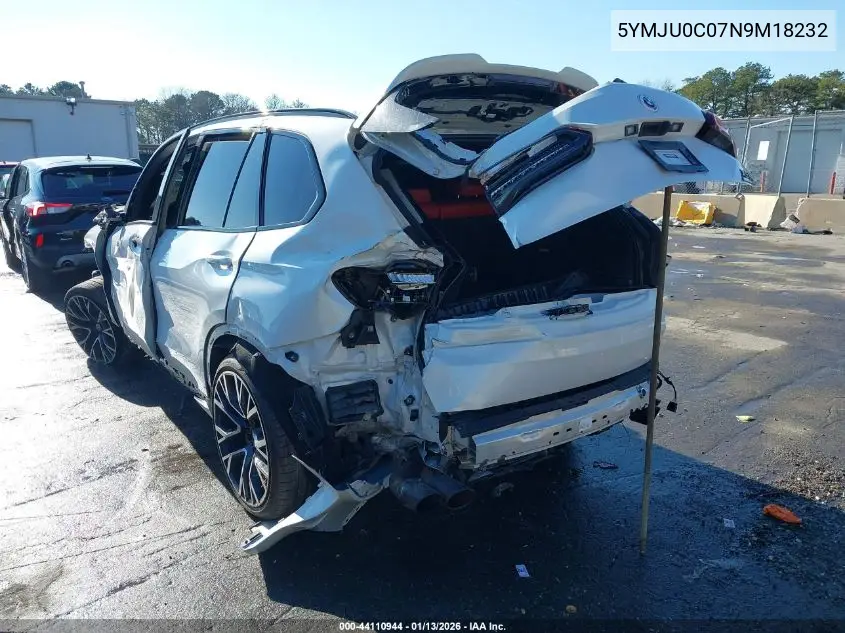 2022 BMW X5 M VIN: 5YMJU0C07N9M18232 Lot: 44110944