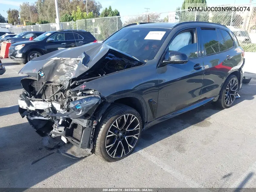 2022 BMW X5 M VIN: 5YMJU0C03N9K36074 Lot: 44939178