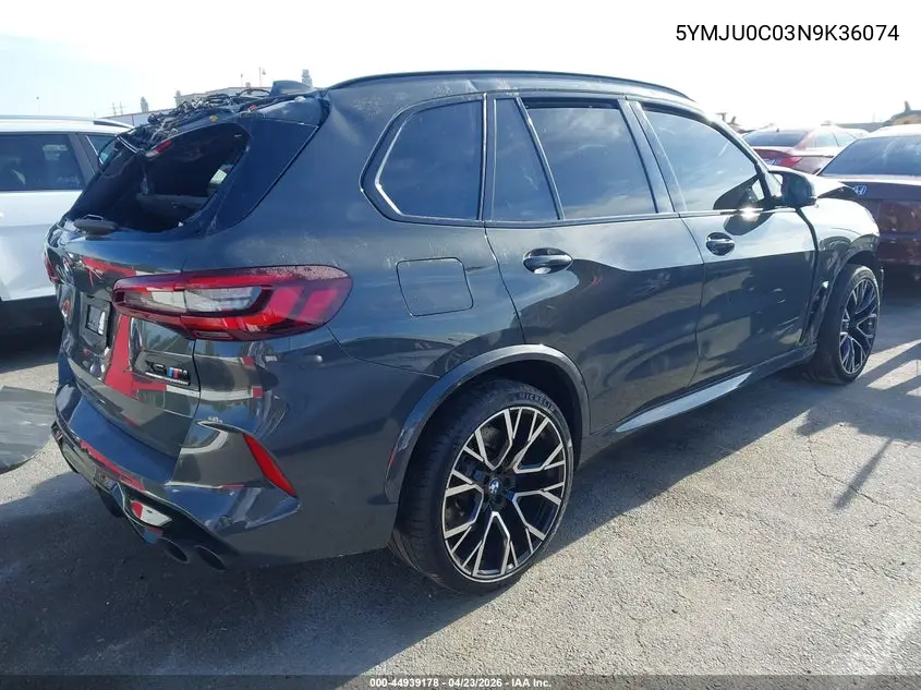 2022 BMW X5 M VIN: 5YMJU0C03N9K36074 Lot: 44939178