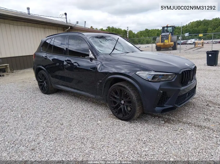 2022 BMW X5 M VIN: 5YMJU0C02N9M31292 Lot: 44947092