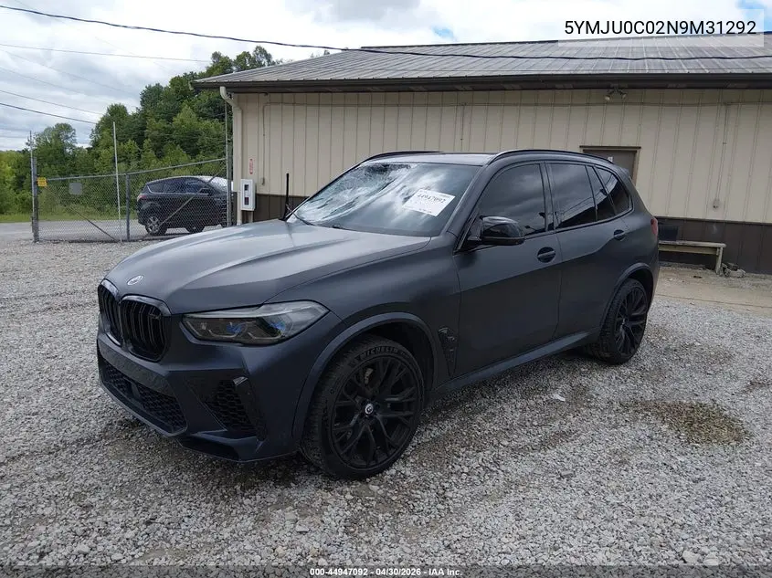 2022 BMW X5 M VIN: 5YMJU0C02N9M31292 Lot: 44947092