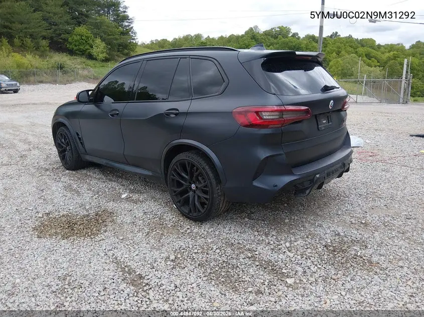 2022 BMW X5 M VIN: 5YMJU0C02N9M31292 Lot: 44947092