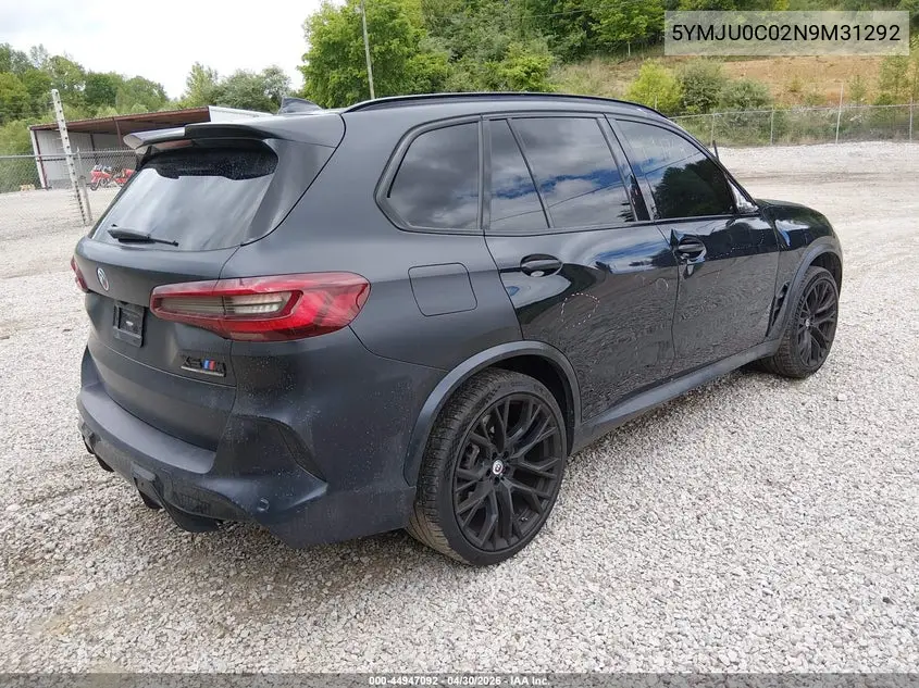2022 BMW X5 M VIN: 5YMJU0C02N9M31292 Lot: 44947092