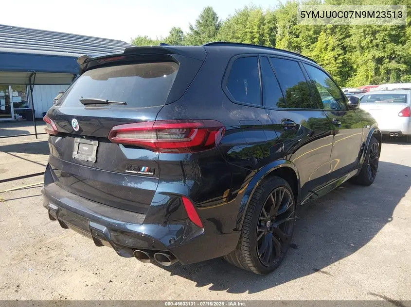 2022 BMW X5 M VIN: 5YMJU0C07N9M23513 Lot: 45603131