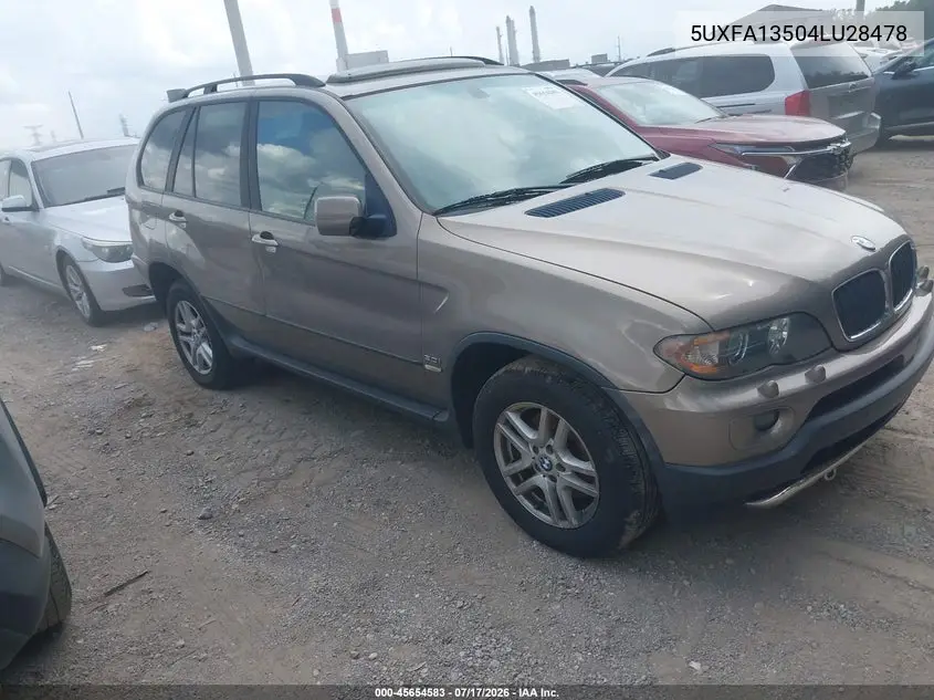 2004 BMW X5 3.0I VIN: 5UXFA13504LU28478 Lot: 45654583