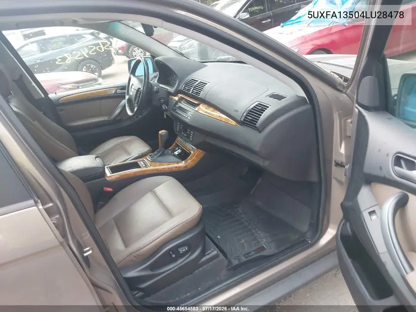 2004 BMW X5 3.0I VIN: 5UXFA13504LU28478 Lot: 45654583