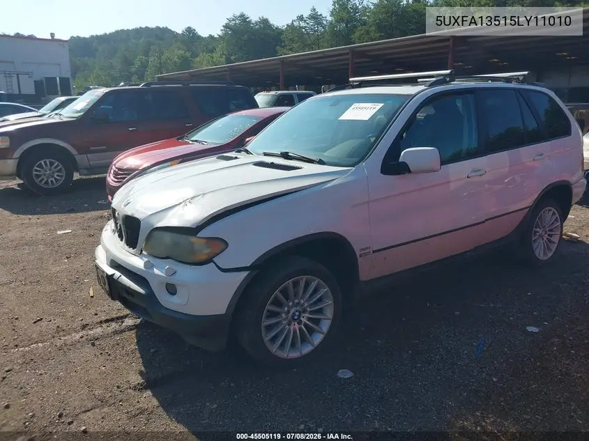 2005 BMW X5 3.0I VIN: 5UXFA13515LY11010 Lot: 45505119