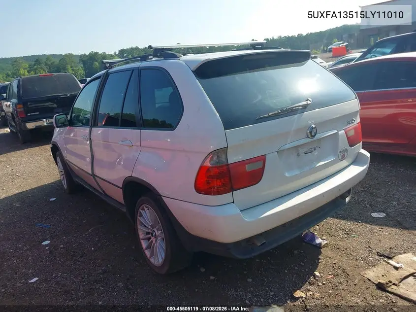 2005 BMW X5 3.0I VIN: 5UXFA13515LY11010 Lot: 45505119