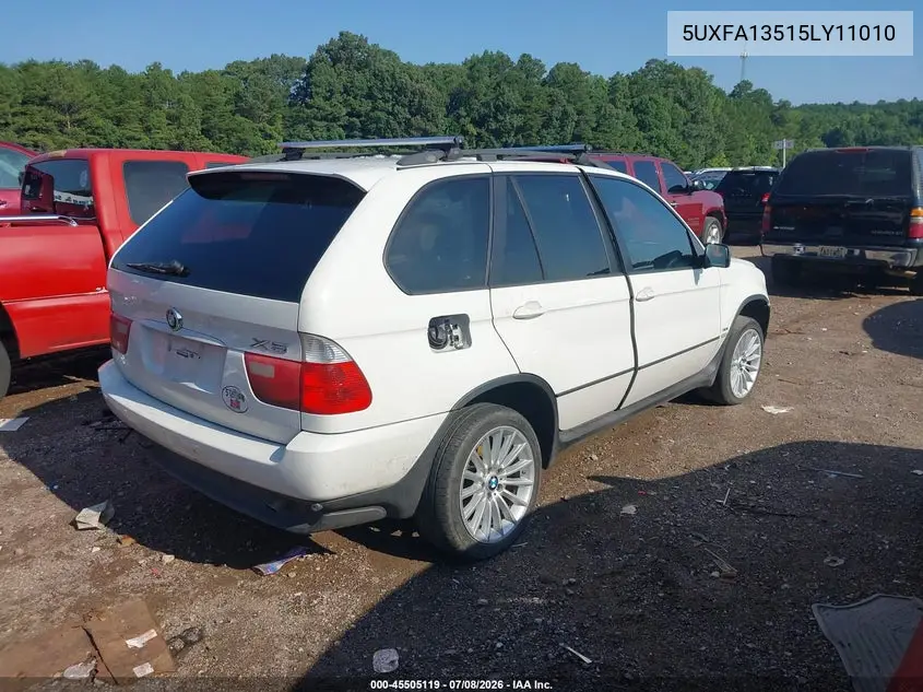 2005 BMW X5 3.0I VIN: 5UXFA13515LY11010 Lot: 45505119