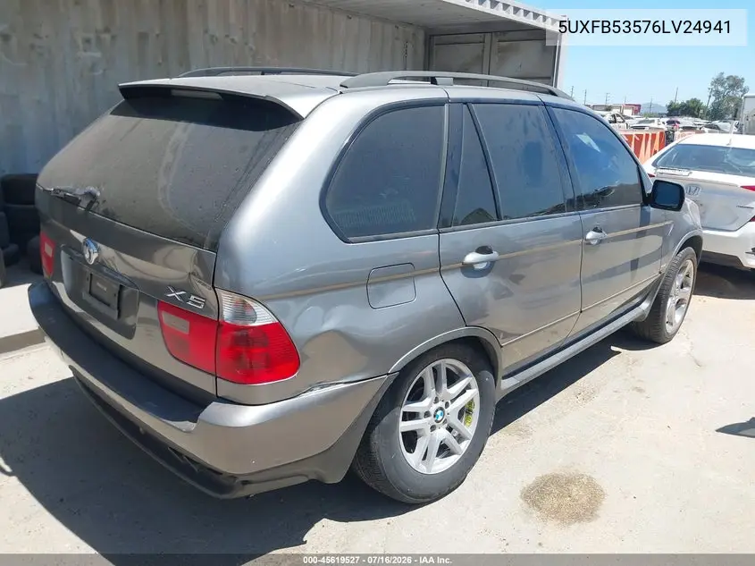 2006 BMW X5 4.4I VIN: 5UXFB53576LV24941 Lot: 45619527