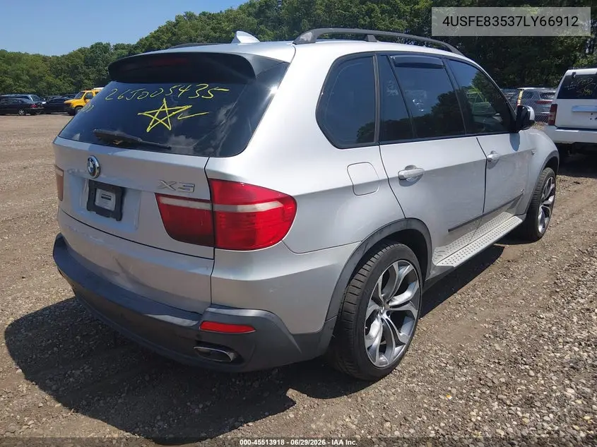 2007 BMW X5 4.8I VIN: 4USFE83537LY66912 Lot: 45513918