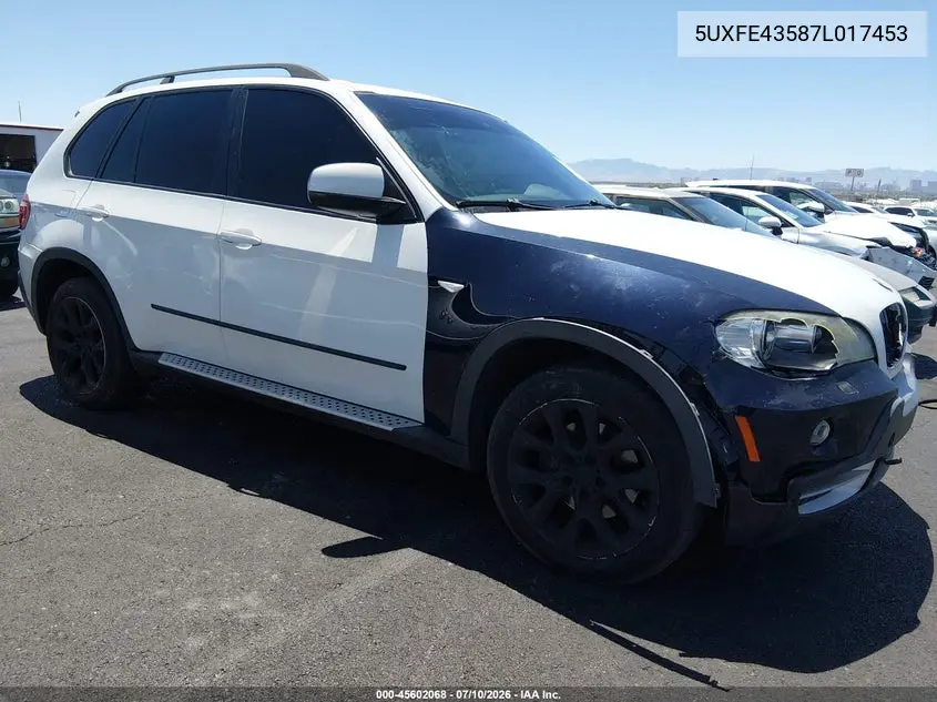 2007 BMW X5 3.0Si VIN: 5UXFE43587L017453 Lot: 45602068