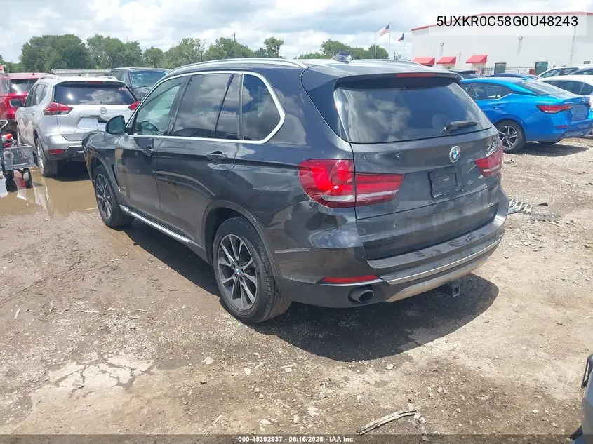 2016 BMW X5 xDrive35I VIN: 5UXKR0C58G0U48243 Lot: 45392937