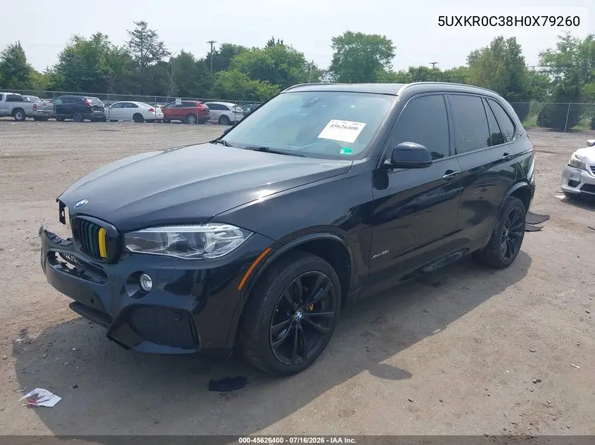 2017 BMW X5 xDrive35I VIN: 5UXKR0C38H0X79260 Lot: 45626400
