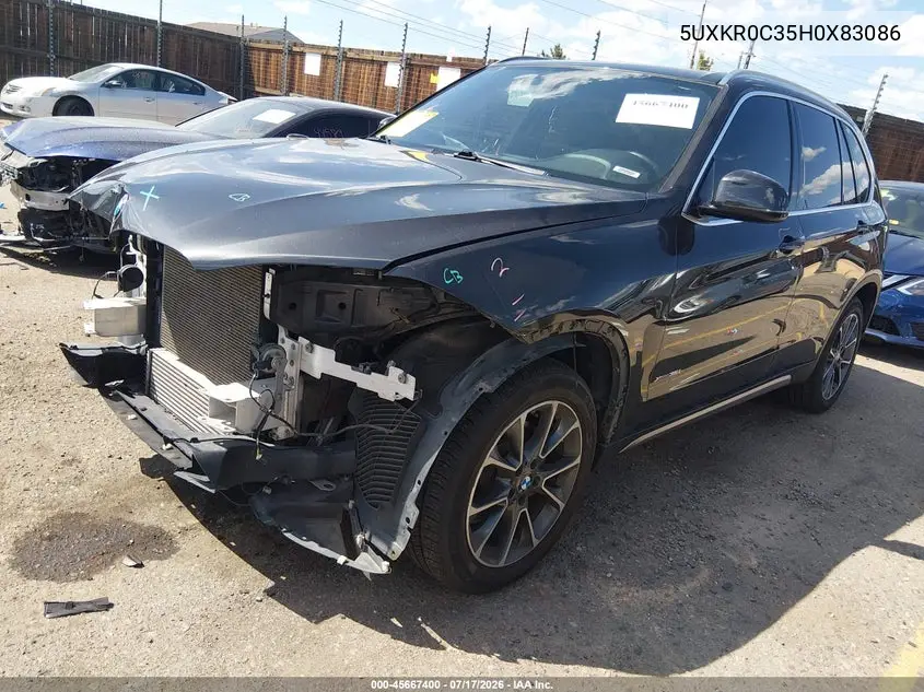 2017 BMW X5 xDrive35I VIN: 5UXKR0C35H0X83086 Lot: 45667400