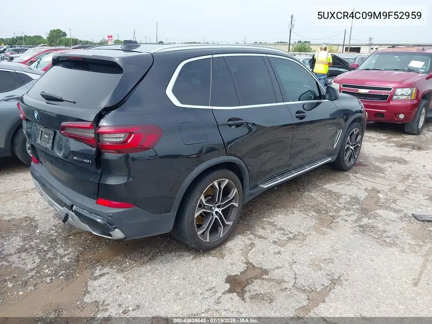 2021 BMW X5 Sdrive40I VIN: 5UXCR4C09M9F52959 Lot: 45639645