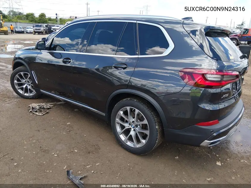 2022 BMW X5 xDrive40I VIN: 5UXCR6C00N9N24316 Lot: 45349892
