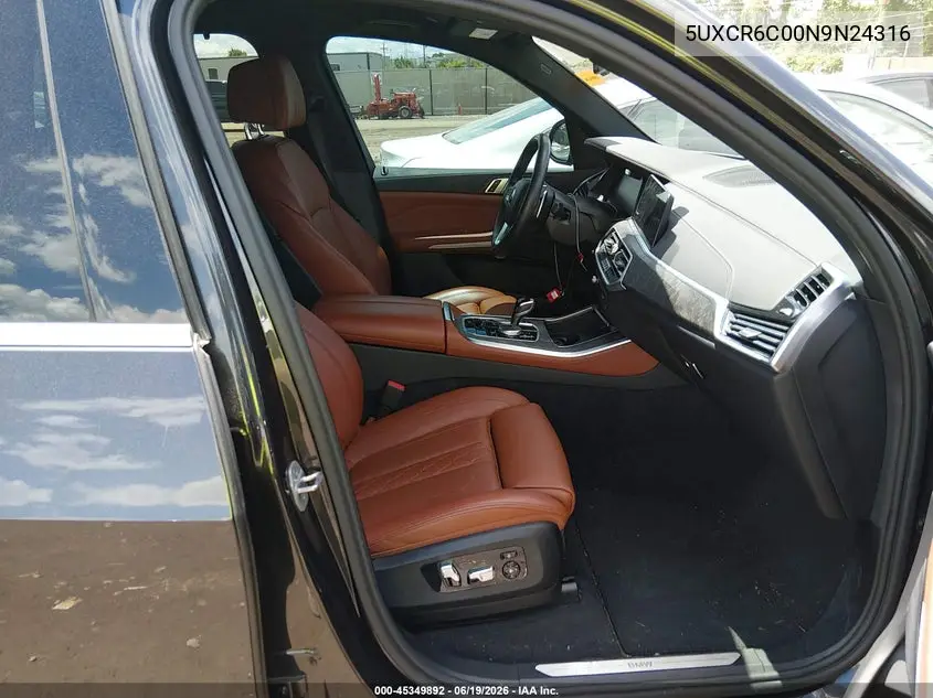 2022 BMW X5 xDrive40I VIN: 5UXCR6C00N9N24316 Lot: 45349892