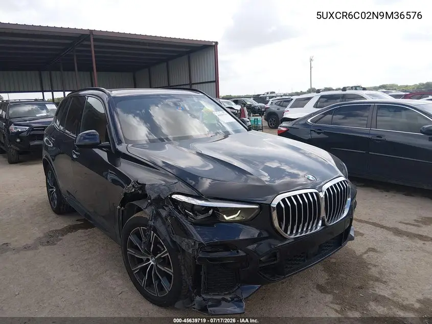 2022 BMW X5 xDrive40I VIN: 5UXCR6C02N9M36576 Lot: 45639719