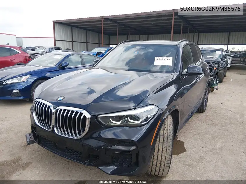 2022 BMW X5 xDrive40I VIN: 5UXCR6C02N9M36576 Lot: 45639719