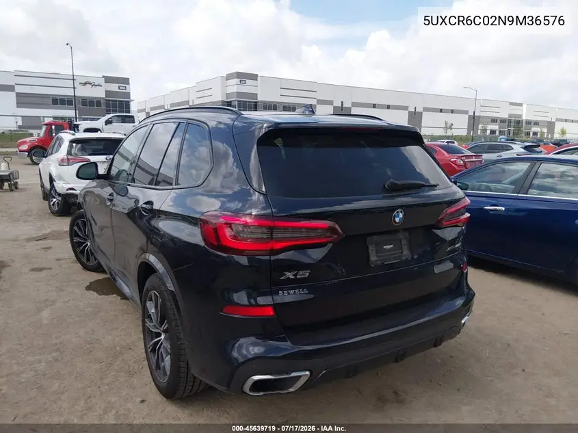 2022 BMW X5 xDrive40I VIN: 5UXCR6C02N9M36576 Lot: 45639719