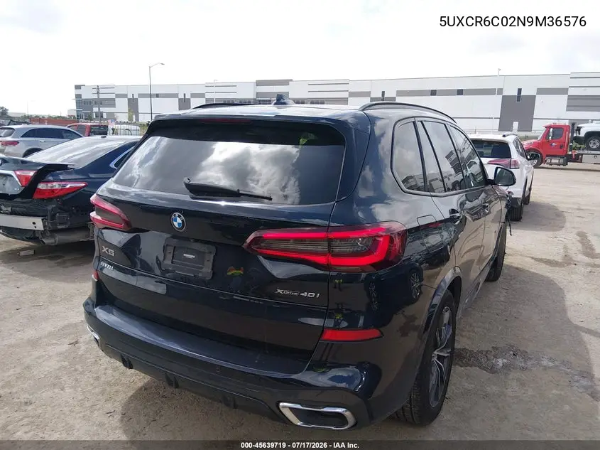 2022 BMW X5 xDrive40I VIN: 5UXCR6C02N9M36576 Lot: 45639719