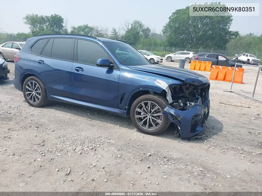 2022 BMW X5 xDrive40I VIN: 5UXCR6C08N9K80351 Lot: 45650660