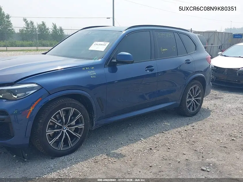 2022 BMW X5 xDrive40I VIN: 5UXCR6C08N9K80351 Lot: 45650660