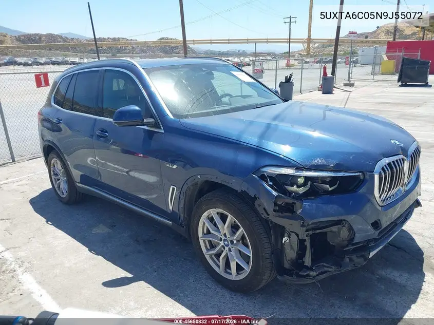 2022 BMW X5 Phev xDrive45E VIN: 5UXTA6C05N9J55072 Lot: 45650832