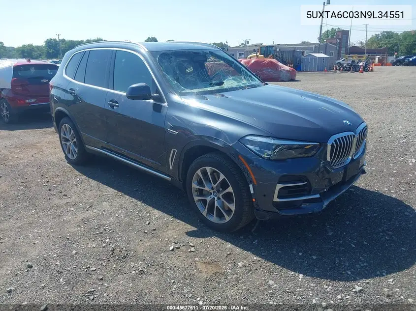 2022 BMW X5 Phev xDrive45E VIN: 5UXTA6C03N9L34551 Lot: 45677611