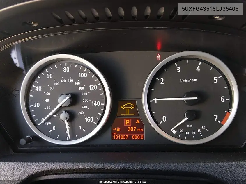 2008 BMW X6 xDrive35I VIN: 5UXFG43518LJ35405 Lot: 45454709