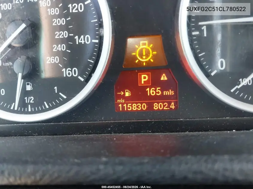 2012 BMW X6 xDrive35I VIN: 5UXFG2C51CL780522 Lot: 45452455