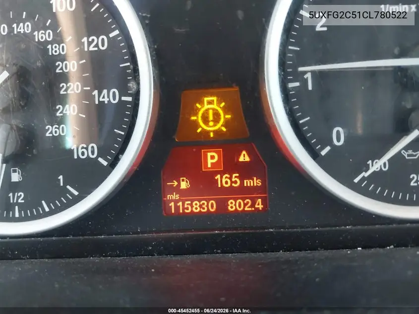 2012 BMW X6 xDrive35I VIN: 5UXFG2C51CL780522 Lot: 45452455