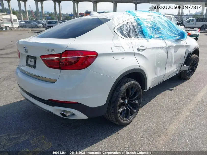 2015 BMW X6 VIN: 5UXKU2C50F0N77814 Lot: 40073264