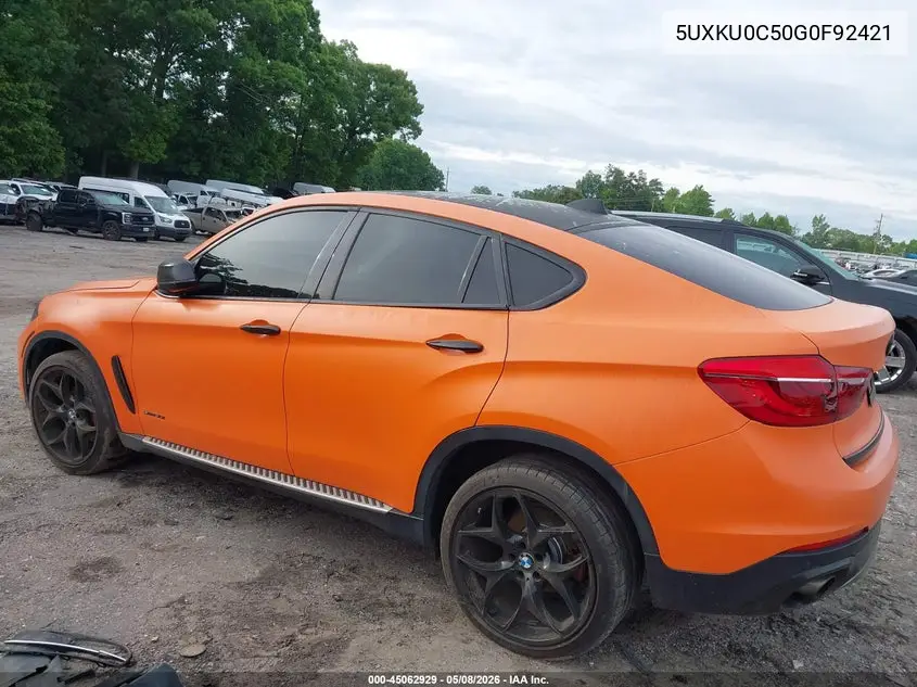 2016 BMW X6 Sdrive35I VIN: 5UXKU0C50G0F92421 Lot: 45062929