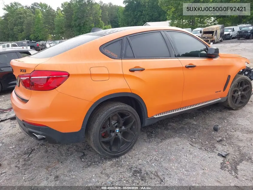 2016 BMW X6 Sdrive35I VIN: 5UXKU0C50G0F92421 Lot: 45062929