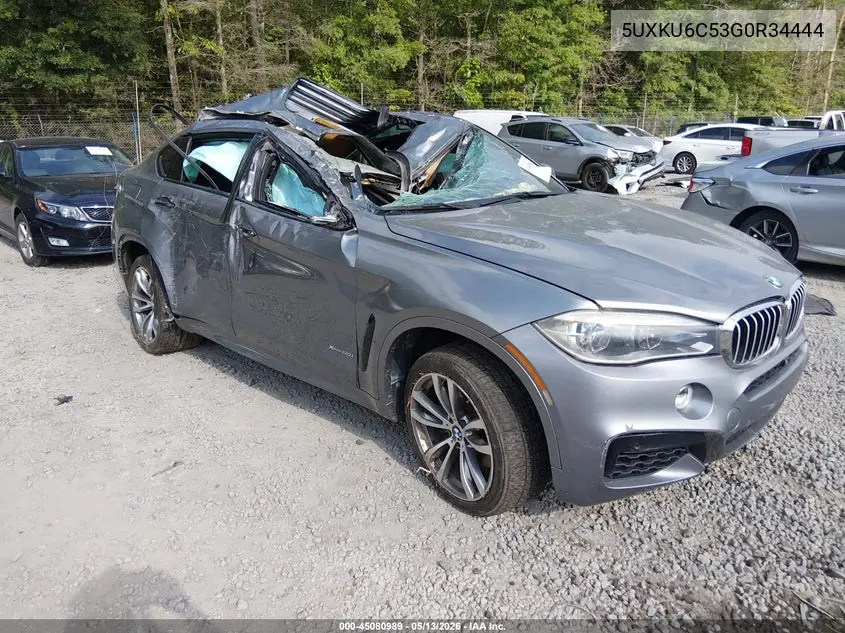 2016 BMW X6 xDrive50I VIN: 5UXKU6C53G0R34444 Lot: 45080989