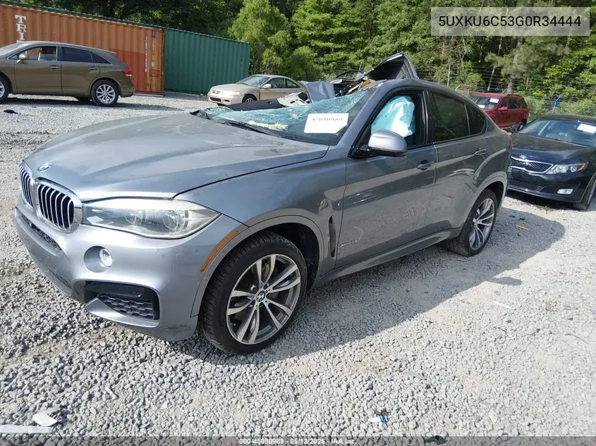 2016 BMW X6 xDrive50I VIN: 5UXKU6C53G0R34444 Lot: 45080989