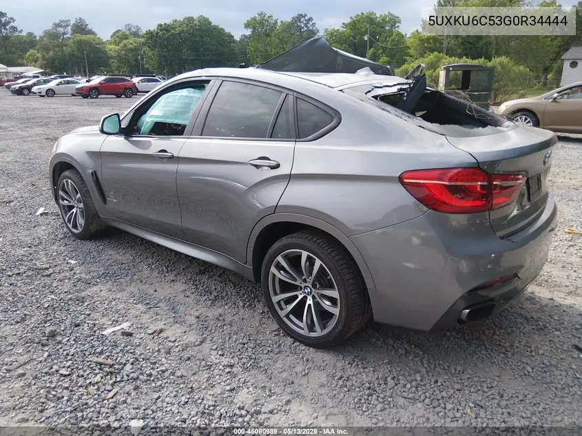 2016 BMW X6 xDrive50I VIN: 5UXKU6C53G0R34444 Lot: 45080989