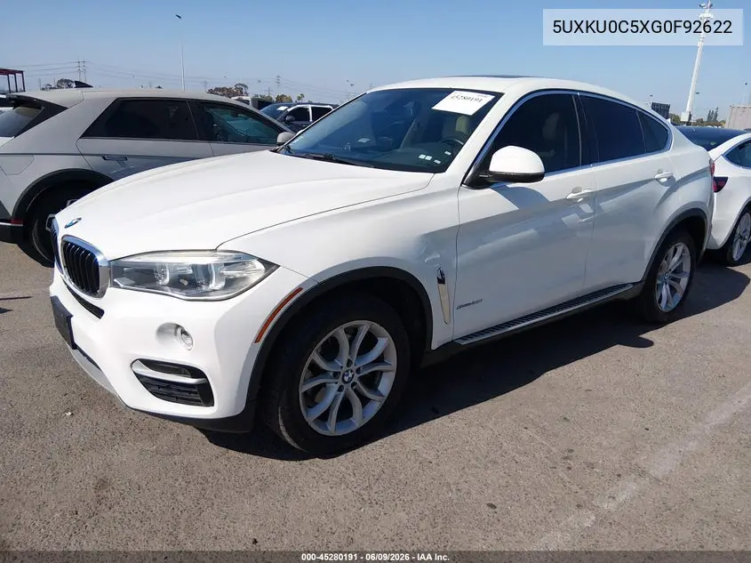 2016 BMW X6 Sdrive35I VIN: 5UXKU0C5XG0F92622 Lot: 45280191