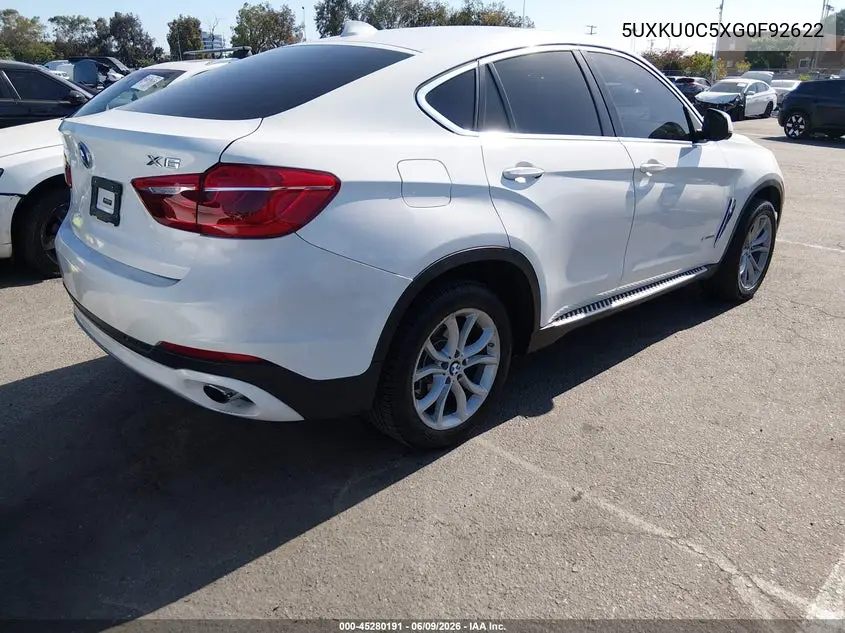 2016 BMW X6 Sdrive35I VIN: 5UXKU0C5XG0F92622 Lot: 45280191