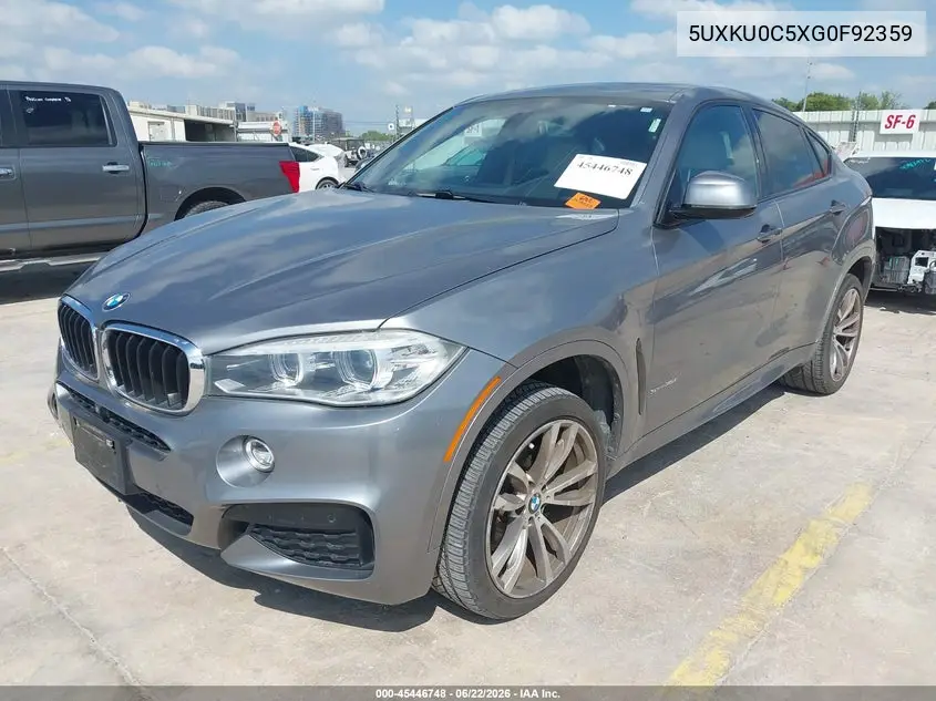 2016 BMW X6 Sdrive35I VIN: 5UXKU0C5XG0F92359 Lot: 45446748