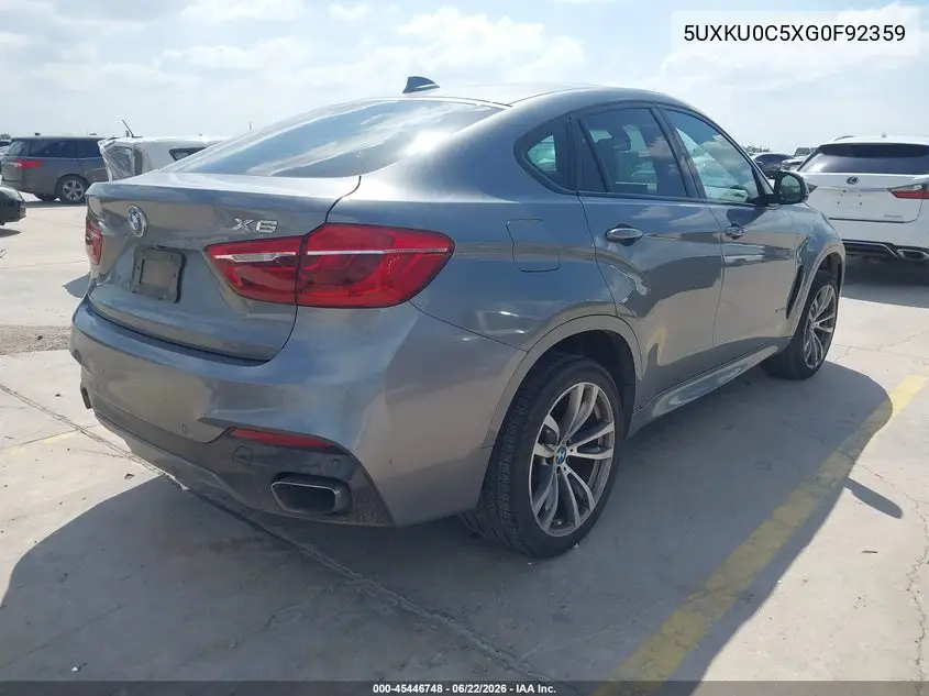 2016 BMW X6 Sdrive35I VIN: 5UXKU0C5XG0F92359 Lot: 45446748