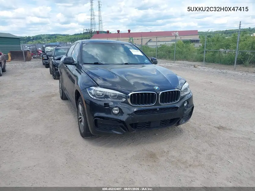 2017 BMW X6 xDrive35I VIN: 5UXKU2C32H0X47415 Lot: 45232407